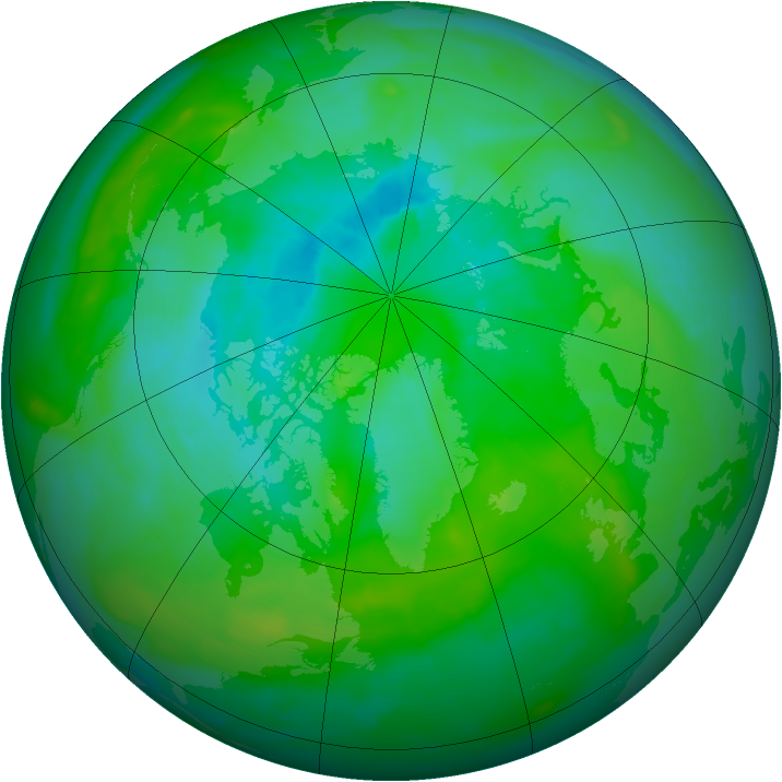 Arctic ozone map for 16 August 2013